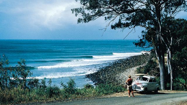 Bob McTavish and the '48 Holden, Noosa, 1966. Photo: John Witzig