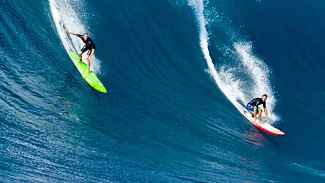 Paige Alms, left, Peahi, 2013. Photo: Richard Hallman