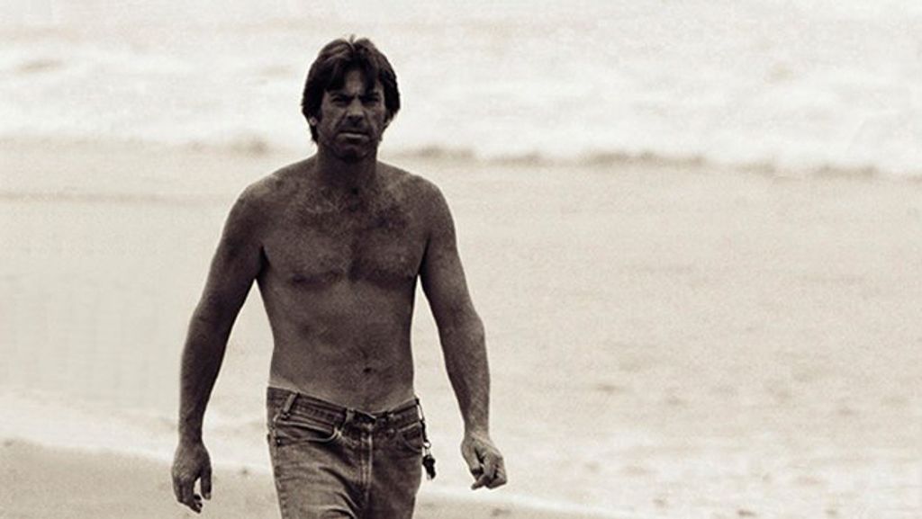 Lance Carson on the beach at Malibu in the 1980s