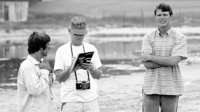 (L to R) Dru Harrison, LeRoy Grannis, Ron Stoner, Malibu, 1969. Photo: Brad Barrett