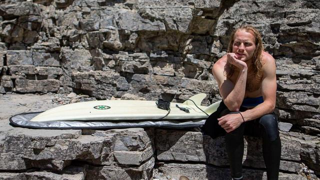 River surfer Joey Sackett, Lunch Counter rapid, Wyoming, 2022. Photo: Reed Mattison