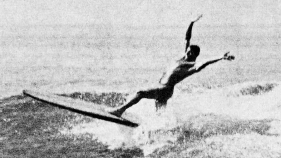 peter van dyke surfing at trestles in 1964