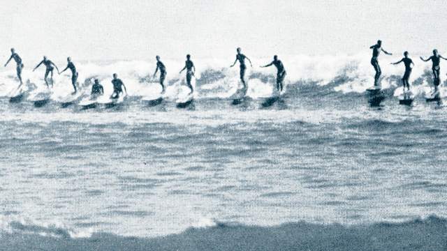 Contestants in the 1940 Pacific Coast Surf Riding Championships. Photo: Doc Ball