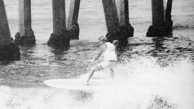 Johnny Fain on a Hermosa Beach closeout, 1968. Photo: Ron Stoner
