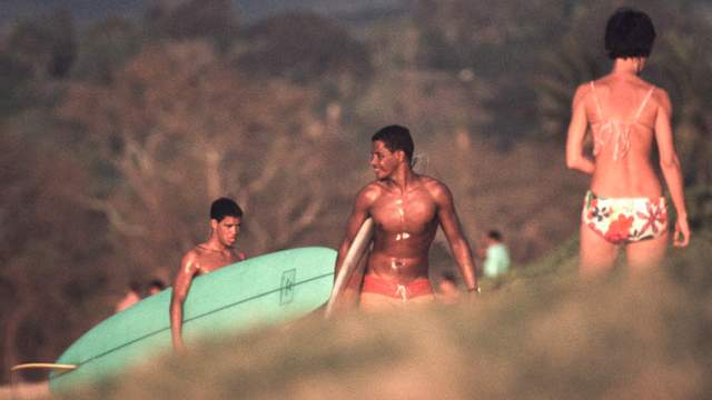 Clyde Aikau (left) and Eddie, Waimea, around 1967. Photo: Tim McCl