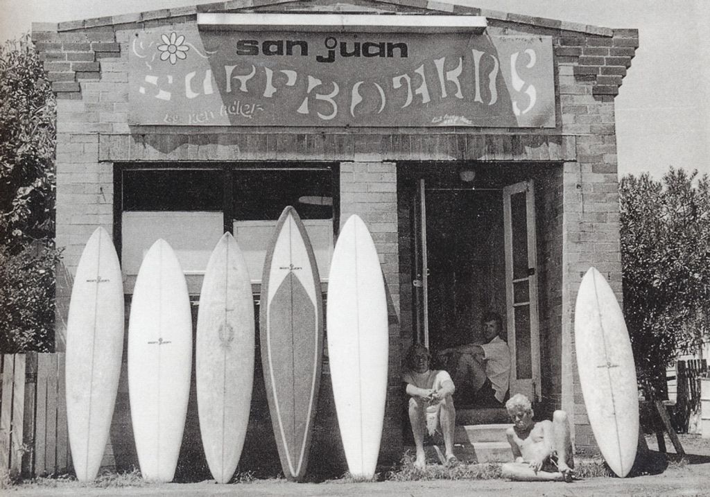 San Juan Surfboards in Queensland, 1969; owner Ken Alder, far left