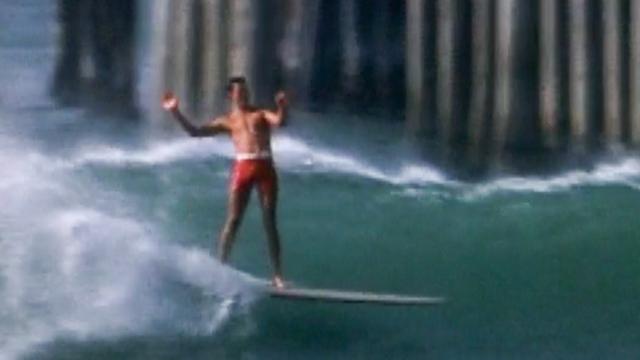 Jack Haley, Huntington, frame grab from Bruce Brown's "Barefoot Adventure"
