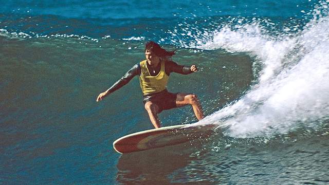 David Nuuhiwa riding a fish in the 1972 World Championships, Oceanside. Photo: Jeff Divine
