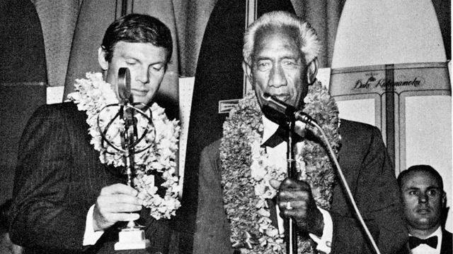 Duke Kahanamoku (right) and Adam West. Photo: Tom Keck