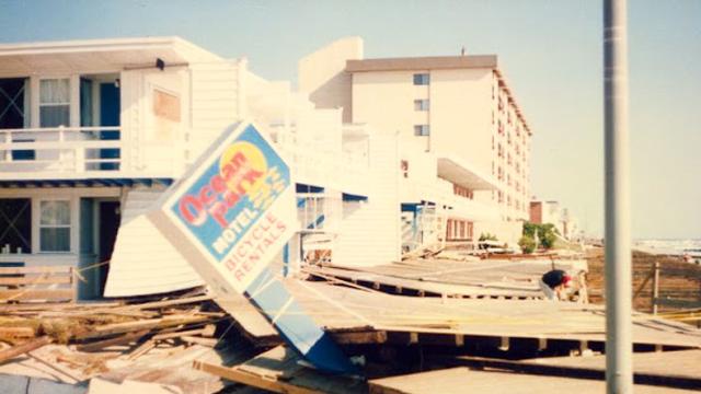 Day-after damage in Ocean Beach, Maryland