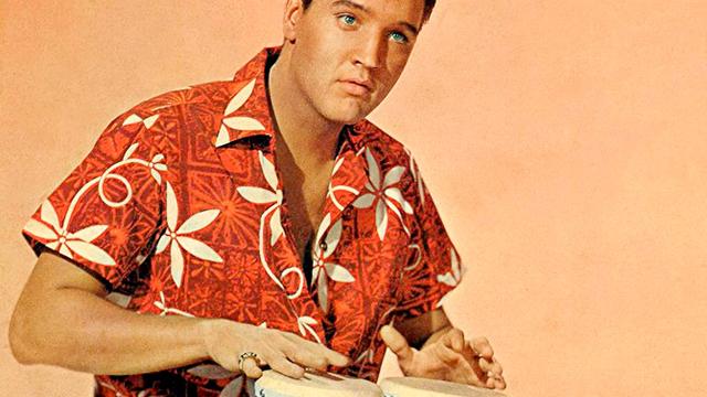 Elvis Presley wearing aloha shirt in 1961 movie Blue Hawaii.