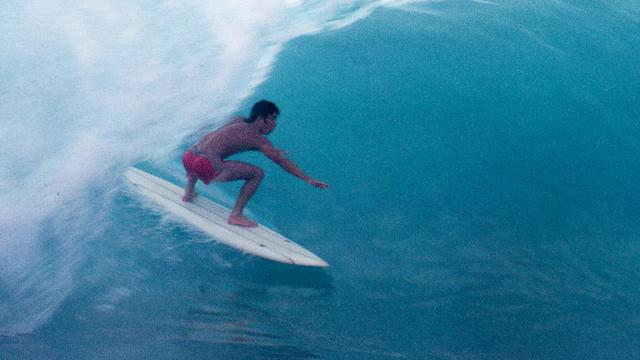 James Jones rides goofyfoot at Pipeline, late 1970s. Photo: Art Brewer