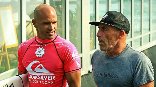 Nick Carroll (right) and Kelly Slater, Australia, 2015. Photo: Stamos