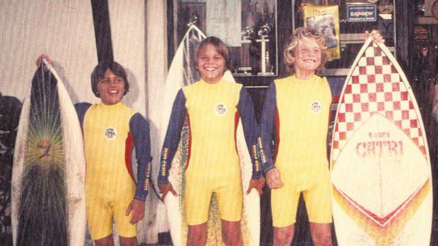 (L to R) Kelly Slater, Sean Slater, Todd Holland, around 1981