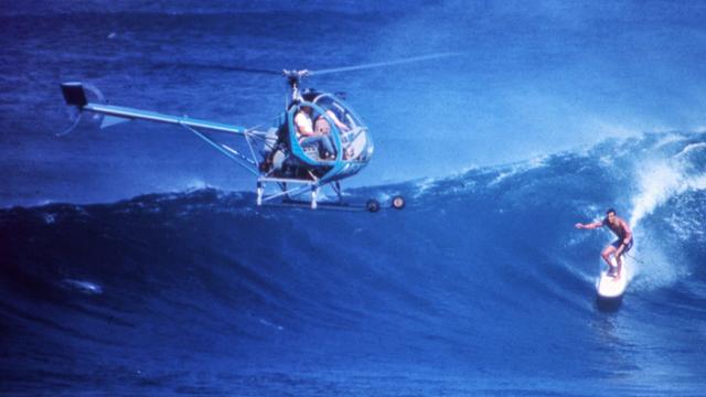 Lindberg's ABC crew shooting from helicopter during 1966 Duke Invitational