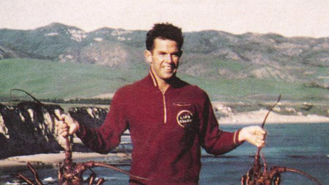 Don James and lobsters, Point Dume, around 1941