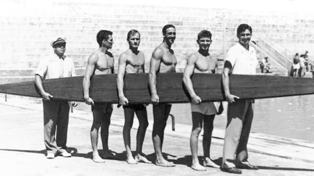 John Lind (center left), Waikiki, 1940