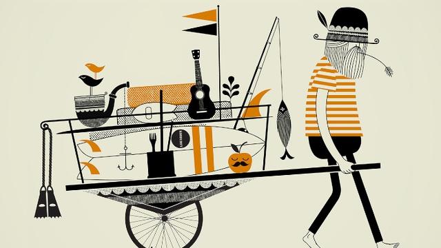 Detail from "Stoked and Broke" poster