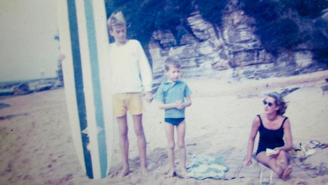 Hugh McLeod (left), 1964, with mom and brother