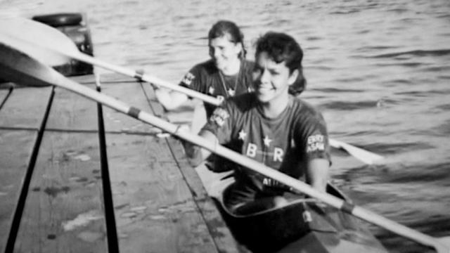 Anona Napoleon (right) and kayak partner Karen Knudson, 1960