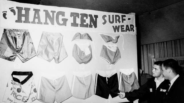 Hang Ten display at surfing trade show, 1963