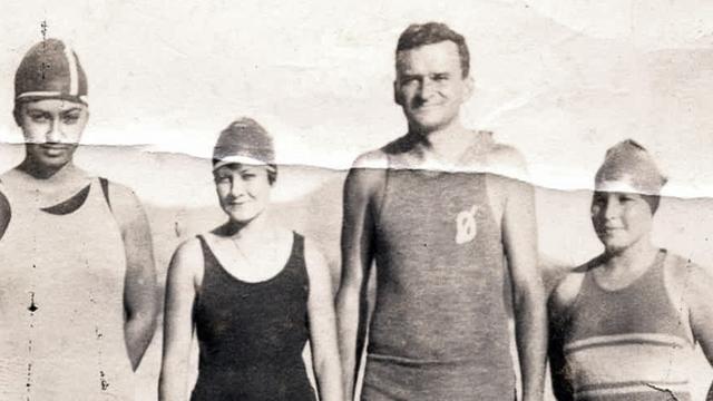 Dad Center and swim students