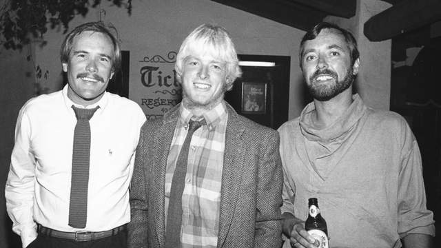 (L to R) Jim Kempton, Cheyne Horan, Paul Holmes, 1982 SURFER Poll Awards. Photo: Rick Doyle