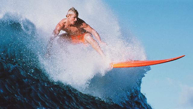 Cheyne Horan, late takeoff at Sunset, 1986. Photo: Jeff Divine