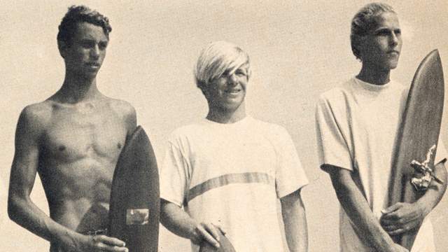 Joe Roland (left) and Mike Purpus (center), 1968 East Coast Surfing Championships