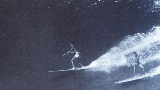 Dick Catri (left) and Jose Angel, Waimea, 1965. Photo: LeRoy Grannis