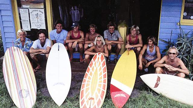 Dick van Straalen Surf Designs, mid 1970; van Straalen on far right. Photo: Dick Hoole