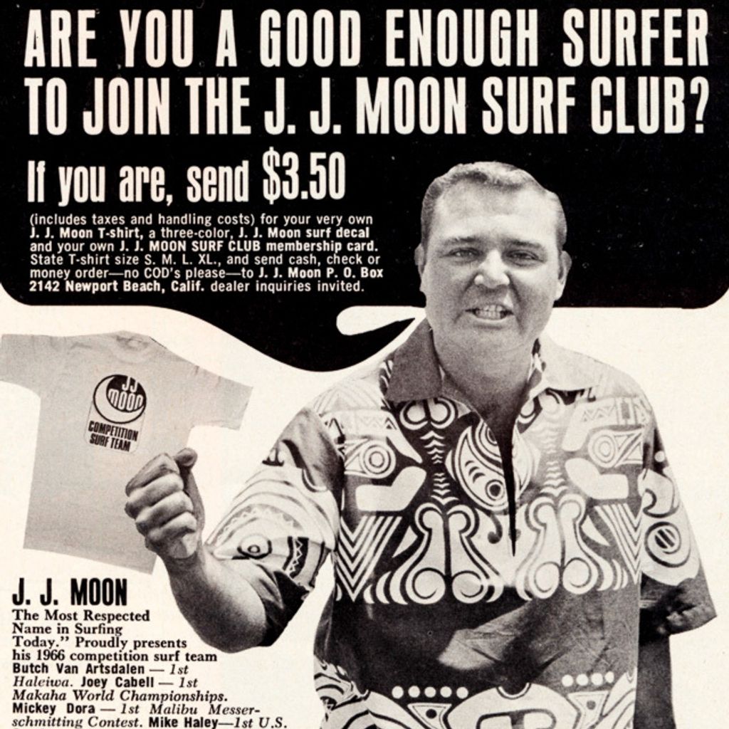 Magazine ad for the JJ Moon Surf Club, 1966