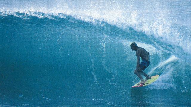 Gary Elkerton riding a channel bottom at Kirra, 1986. Photo: Ray Kleinman