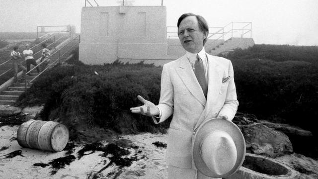 Tom Wolfe on the beach near Windansea, 1966
