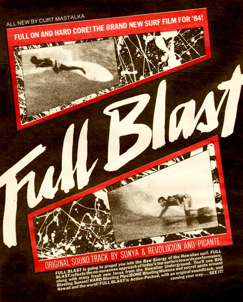 Handbill for Curt Mastalka's surf movie Full Blast