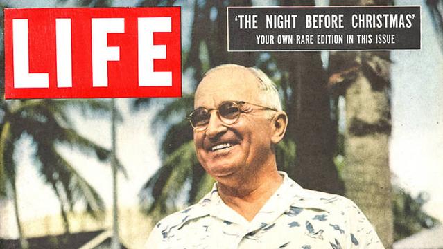 Harry Truman wearing aloha shirt in 1951.