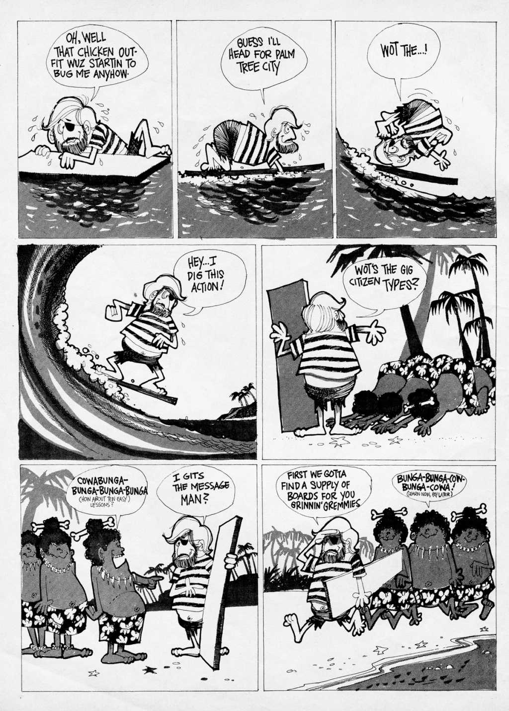 How Surfing Got Started cartoon by Rick Griffin