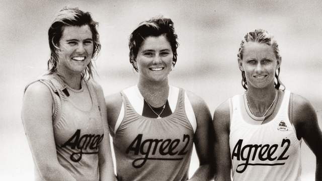 (L to R) Pam Burridge, Jodie Cooper, Frieda Zamba, 1986