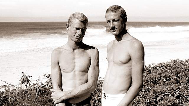 Nat Young (right) and Midget Farrelly, 1963. Photo: Tom Keck