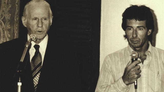 Pomar (r) and Thor Heyerdahl, late '80s