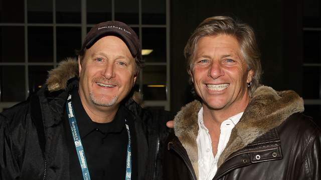 Sam George (right) and director Stacy Peralta, 2008 Sundance Festival