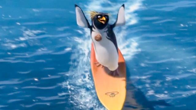 Cody taking off in "Surf's Up"