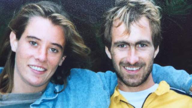 Carwyn Williams and French surfer Suzi Allen, around 1990