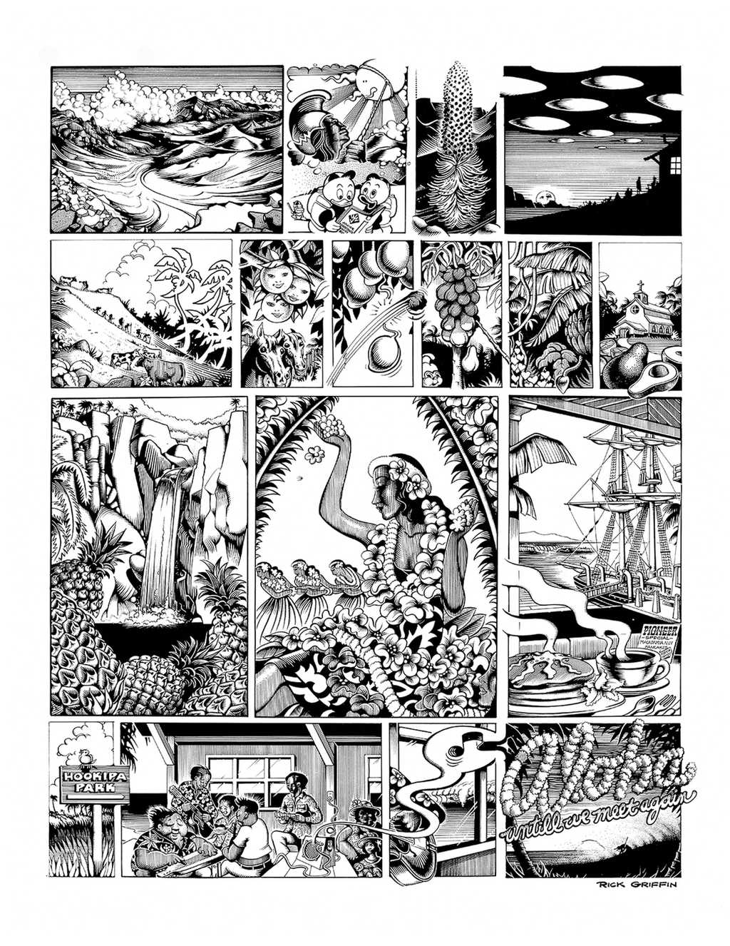 Maui No Ka Oi by Rick Griffin, surf cartoon