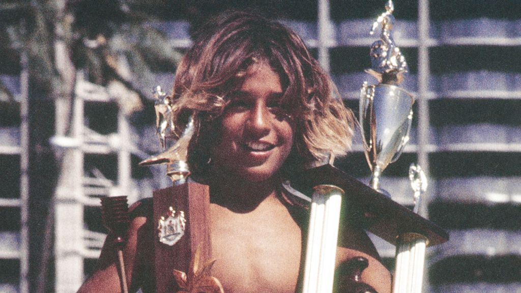 Michael Ho at a 1970 surf contest in Waikiki