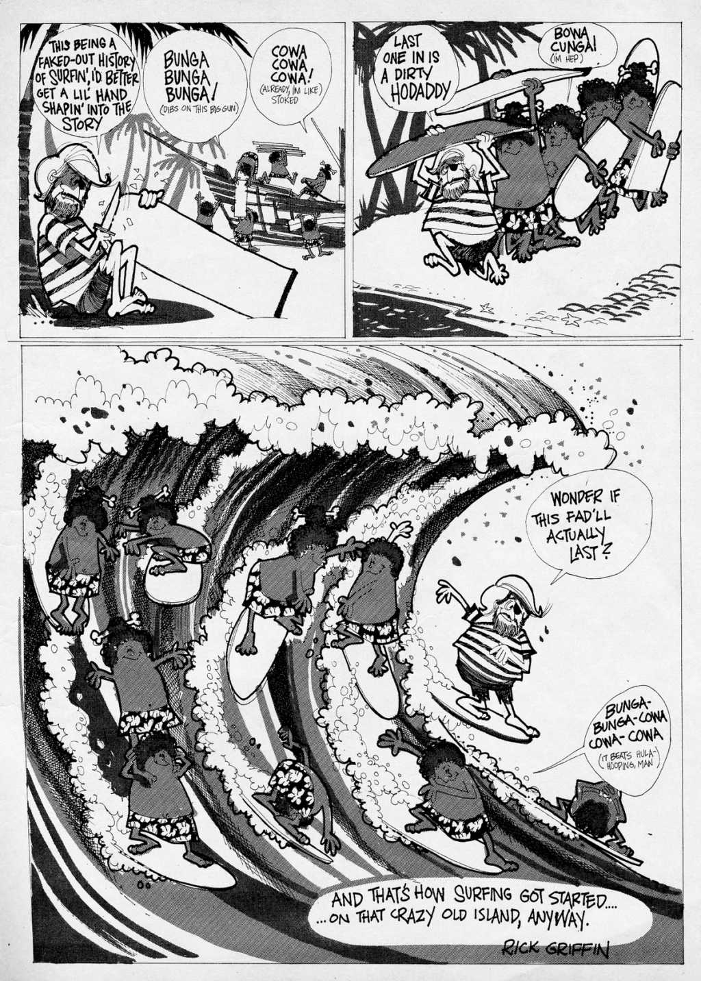 How Surfing Got Started cartoon by Rick Griffin