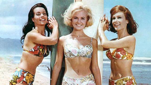 (L to R) Susan Hart, Shelly Fabres, Barbara Eden; promor photo for Ride the Wild Surf