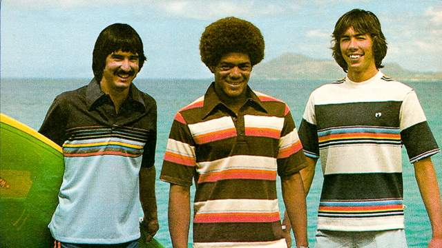 Keone Downing (left) with Buttons Kaluhiokalani and Mark Liddell, around 1977