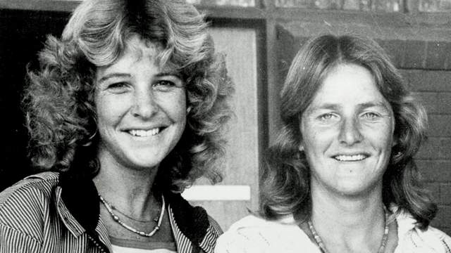 Lynne Boyer (left) and Margo Oberg, 1977