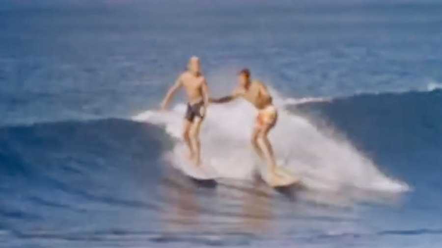 mike hynson and miki dora surfing in hawaii